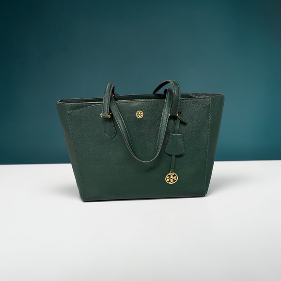 Tory Burch Dark Green Tote with Gold Details - Picture 2 of 4